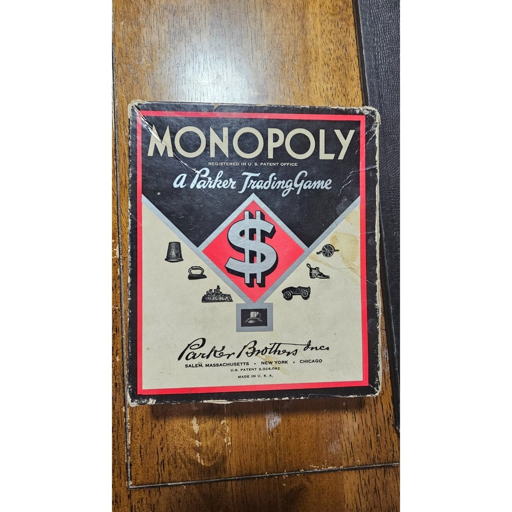 1936 Monopoly Black Box Very Rare Early Print Parker Brothers Game